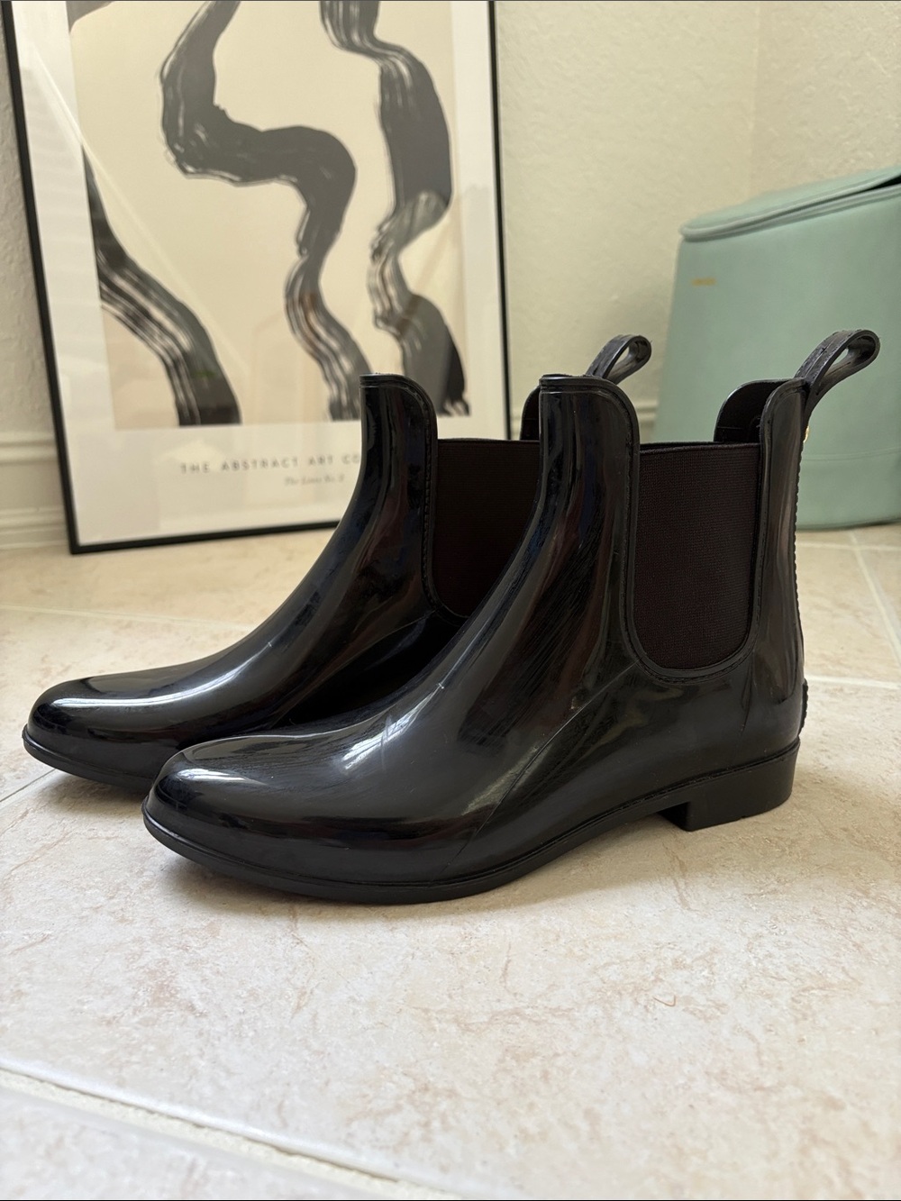 Sam Edelman Glossy Black Chelsea Rain Boots